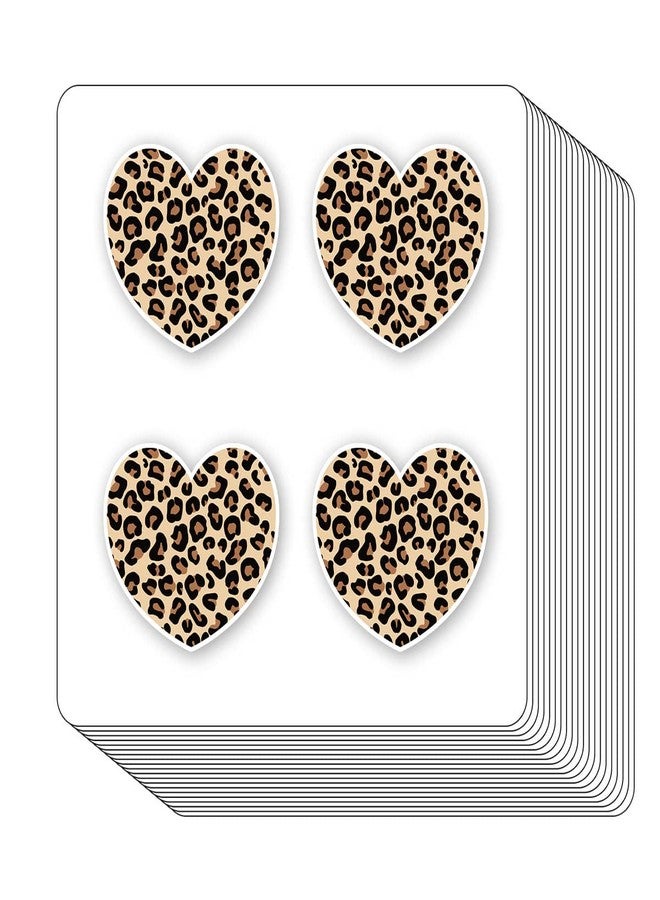 GUVSPTI Leopard Print Heart Stickers 1in for Scrapbooking, Arts, Craft, Kids DIY, Calendars Journals 80-Pack - Image 1
